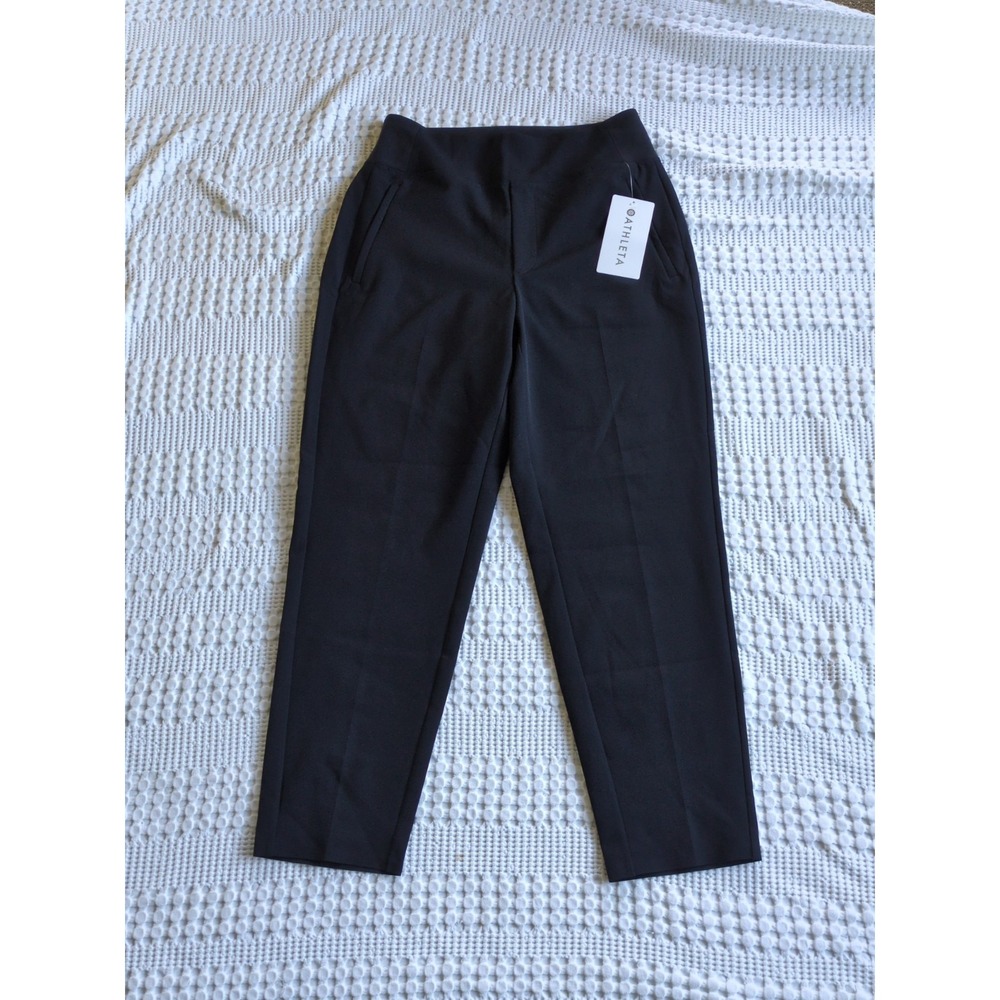 NWT Athleta Endless Pant Trousers Pull On High Waist Sz 6 Black 28X27.5